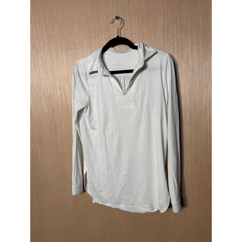 Dudley Stephens Womens XS White Repreve Nylon Lycra Long Sleeve Polo Tunic Top